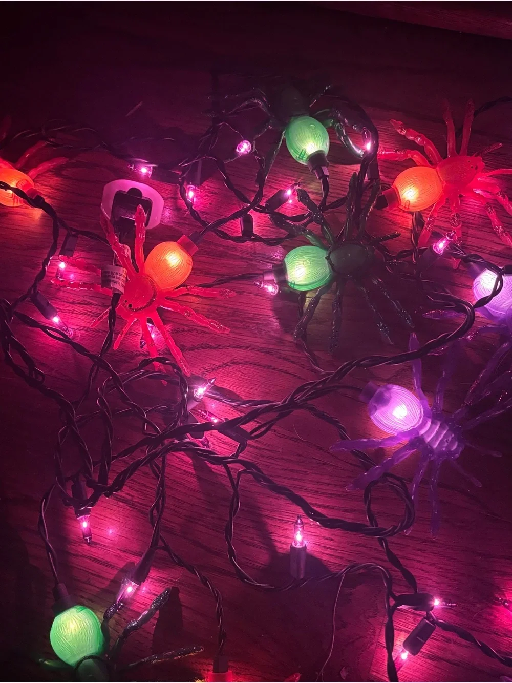 Halloween Tarantula Spider String Lights - Purple, Orange, Green Unused No Box